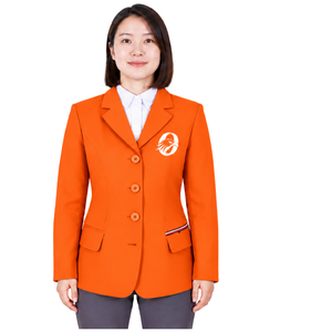 Veste d'équitation orange vif pour femme, coupe ajustée, blazer d'équitation élégant, manteau de compétition équestre, vente en gros personnalisée, mode - Product Image 1