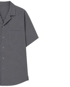 Customized Gray Oversized Casual Men <b>Shirt</b> <b>Half</b> Sleeve Cuban Collar <b>Button</b> Up Loose Fit Summer Streetwear Fashion Top Wear <b>Shirt</b> - Product Image 4