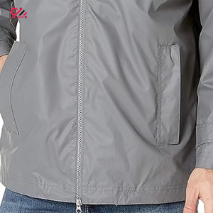 CARE MASTER <b>Men's</b> Gray Hooded Windbreaker <b>Jacket</b> <b>Waterproof</b> Casual Zipper Closure Polyester Outerwear Autumn Wear - Product Image 6