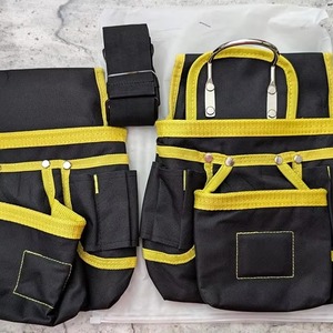 Ceinture à outils noire et jaune avec plusieurs poches pour la menuiserie et la construction - Product Image 4