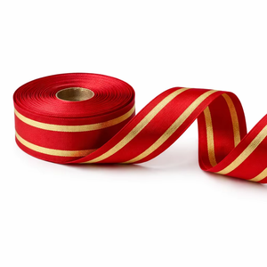 ริบบิ้นตกแต่งลายทางสีแดงทองเมทัลลิกขนาด 25 มม. สำหรับตกแต่งเสื้อผ้าและบรรจุภัณฑ์ จากบริษัทนีลกามัล อินดัสทรีส์ - Product Image 1