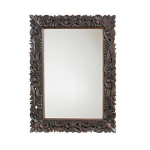 Miroir mural élégant en bois avec cadre sculpté, ton brun riche, parfait pour la décoration de salle à manger ou de hall d'entrée - Product Image 4