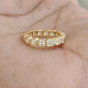 Anillo de eternidad de lujo con diamante de corte Asscher de 1.61 quilates cultivado en laboratorio para mujer, oro macizo de 14 quilates, regalo de boda para parejas - Product Image 2