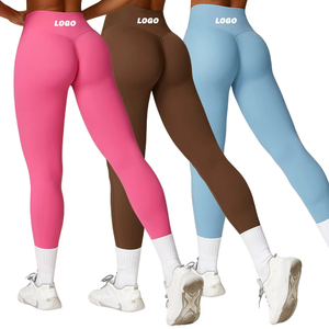 Pantalones Deportivos de Cintura Alta para Mujer, Pantalones de Yoga Populares, Elásticos, Ajustados, de Colores Sólidos, Ideales para Correr - Product Image 1