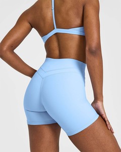 Nouveauté Short taille haute unisexe bleu poudré pour femme avec ceinture compressive, anti-transpiration, écologique et coupe-vent - Product Image 4
