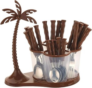 Ensemble de couverts en acier inoxydable durable de qualité supérieure, fourchette, cuillère, couteau, vaisselle durable, manches en bois pour la cuisine, la salle à manger, la maison - Product Image 2