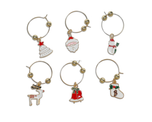 Accessoires de bar à breloques en verre à vin en alliage de zinc sur le thème de Noël pour les faveurs de fête de vacances - Product Image 2