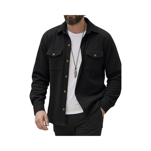 Camisa Casual de Punto Verde Oliva para Hombre, Cuello Camisero, Color Sólido, Antiarrugas, Manga Larga, Transpirable, Talla Grande, para Primavera - Product Image 6