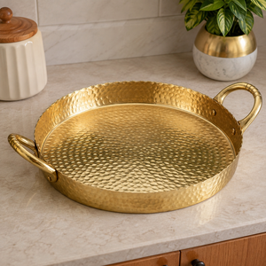Hand Hammered Brass Kadhai with Handles | Traditional Indian Brass Cooking Kadai <b>for</b> Home Hotel Restaurant Kitchen - Product Image 3