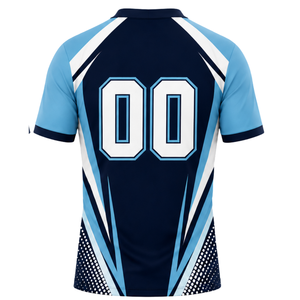 Customized Sky Blue Navy Blue Sublimated Volleyball Jersey Short Sleeve Athletic Sports Shirt Team Training Match Apparel - Product Image 2