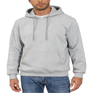 Sudadera con Capucha Gris para Mujer, Manga Larga, Largo Regular, Forro Polar, Color Sólido, Transpirable, Impermeable, con Bolsillos, Poliéster/Algodón - Product Image 1