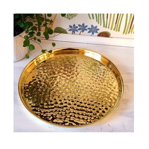 Assiettes de présentation rondes en laiton finition classique pour table à manger, élégantes pour mariage, banquet, événement, décoration de table, présentation - Product Image 2