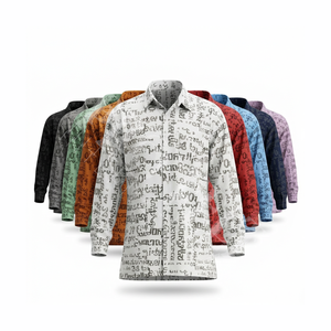 Camisa Casual Personalizada al por Mayor, Camisa de Vestir de Algodón con Estampado Gráfico, Manga Larga, Cuello Abotonado, Corte Ajustado, Estilo Urbano - Product Image 1