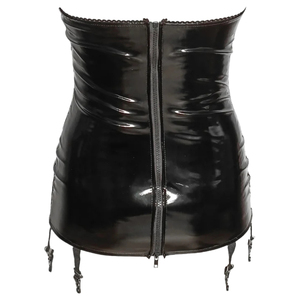 Combinaison en cuir PU noir pour femme avec détail chaîne, lingerie sexy à découpes - Product Image 2