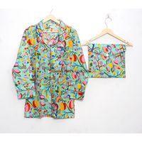 Ensemble de pyjama en coton biologique de luxe de haute qualité pour femmes, imprimé floral, vêtements de nuit longs avec logo sur le devant, cadeau idéal