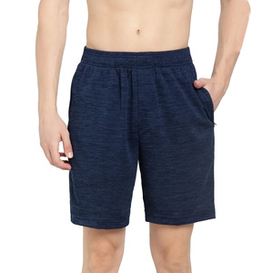 Men's Navy Solid Knitted Bermuda Shorts <b>Elastic</b> Waist Pockets Casual Breathable Mid Rise Short Pants - Product Image 1