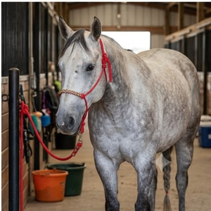 Cuerda de Entrenamiento Profesional Roja, Cabezal de Caballo Trenzado a Mano, Brida de 4 Hilos, Nudo de Fiador para Establos, Lazo para Caballo, Equipo Práctico y Duradero - Product Image 3
