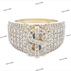 925 <b>Silver</b> Money Dollar Sign Moissanite Diamond <b>Ring</b> Hip Hop Diamond <b>Ring</b> with Dollar Sign for <b>Men</b> and Women - Product Image 2