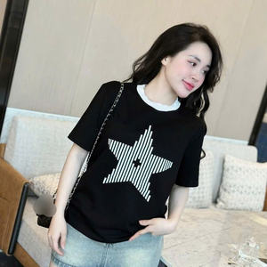 เสื้อยืดสาวน่ารักสำหรับผู้หญิง-ผ้าฝ้ายเนื้อนุ่มระบายอากาศได้ดี สไตล์ลำลอง จับคู่กับกางเกงยีนส์ กระโปรง กางเกงขาสั้นได้อย่างลงตัว - Product Image 2