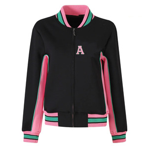 AKA Black Air Tech Fleece <b>Warm</b> Up <b>Jacket</b> Pink Green Trim Full Zip Athletic <b>Jacket</b> Women's Casual Sports Outerwear - Product Image 1