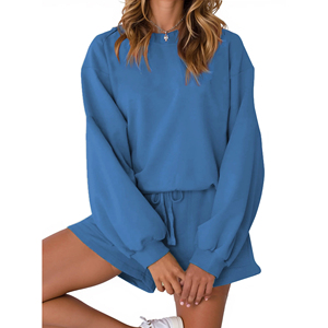 Conjuntos de pijamas para mujer, ropa de moda para mujer, conjunto de pantalones cortos deportivos de manga larga, conjuntos informales sueltos de dos piezas para mujer - Product Image 2