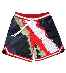 Pantalones Cortos Deportivos de Malla 100% Poliéster para Hombre, Cintura Elástica Cómoda, Estampado Gráfico Personalizado por Transferencia de Calor, Secado Rápido, Transpirables, con Bolsillos - Product Image 1