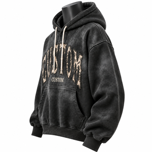 Sudadera con Capucha Personalizada con Bordado, Unisex, Oversize, de Felpa Francesa, Algodón Lavado, Estilo Urbano Informal, con Bolsillo Frontal, 370g - Product Image 4