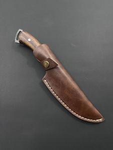 Cuchillo de caza de hoja fija Black Smith 1987 DIY, acero con alto contenido de carbono, para acampar al aire libre, supervivencia, bushcraft, mango de madera, funda de cuero - Product Image 6