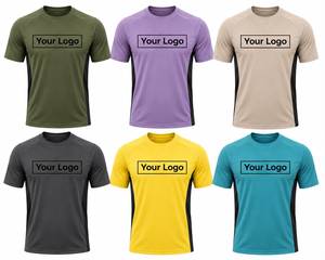 T-shirt pour homme à manches courtes avec logo personnalisé, col rond, séchage rapide, polyester, coupe sportive, impression sur le devant, longueur normale, couleur unie - Product Image 1