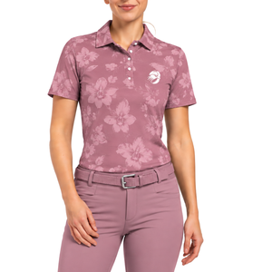 Dusty Rose <b>Women</b> Short Sleeve Printed Golf <b>Polo</b> Shirt Floral Pattern Performance Sports <b>Top</b> Custom Wholesale Breathable Golf - Product Image 1