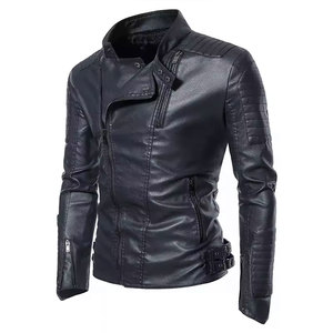 Econex Sports <b>Men's</b> Slim Fit PU Leather Windproof Casual Moto <b>Jacket</b> Rivet Turn-down Collar Zipper Closure Solid Color Regular - Product Image 5