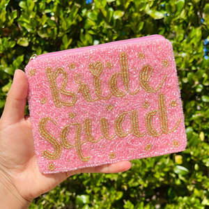 Bolsa de mano rectangular con cuentas naturales de moda para la boda, rosa, hecha a mano, con lentejuelas, cremallera, bordada, tamaño personalizado, regalo para damas de honor - Product Image 4