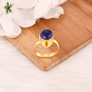 Elegant Designer Ink Blue Hydro Stone <b>Ring</b> Handmade Gemstone Jewelry for Women - Product Image 4