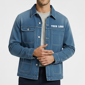 Chaqueta de mezclilla de algodón 100% de la mejor calidad para hombre, con cuello vuelto, logotipo personalizado impreso, estilo casual y moderno, talla grande. - Product Image 4