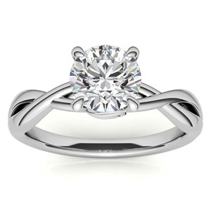 Colorless Moissanite Engagement <b>Ring</b> 925 Sterling Silver Wedding <b>Statement</b> <b>Ring</b> 1 Carat Round Cut Twisted <b>Ring</b> - Product Image 1