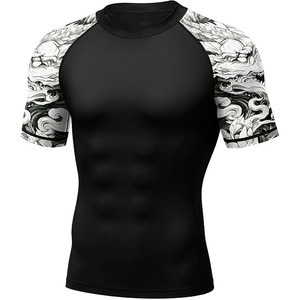 Factory Wholesale Rash Guard <b>Men</b> Custom Sublimation <b>Compression</b> <b>Shirt</b> Quick Dry Fitness Sports Training Wear - Product Image 2
