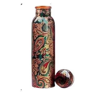 1000ml Handcrafted Blue Gold Painted Copper <b>Water</b> <b>Bottle</b> | Classic Design | King International | Decorative Reusable Copper - Product Image 6
