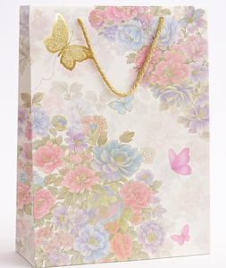ถุงของขวัญกระดาษคราฟท์รักษ์โลกพิมพ์ลายดอกไม้สีสันสดใส พร้อมโลโก้สั่งทำพิเศษ สำหรับงานแต่งงาน งานปาร์ตี้ และร้านค้า  พร้อมหูหิ้วแบบเชือก - Product Image 5