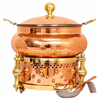 Plat à hacher en cuivre finition cuivre, pour la soupière de la soupière avec couvercle pour Buffet au brun foncé, Look naturel Antique port 100% pur
