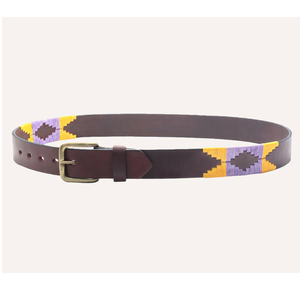 Ceinture Polo Robuste et Élégante en Cuir Véritable Fait Main avec Broderie Multicolore Brillante et Boucle Personnalisable - Product Image 5