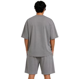 Grey Mens Oversized <b>T</b> <b>Shirt</b> And Shorts Set Short Sleeve Crew Neck Casual Streetwear Summer Tracksuit Customized Wholesale - Product Image 2