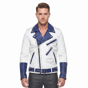 Veste en cuir véritable premium pour homme avec fermeture éclair, logo sur le devant, imperméable, prête pour l'hiver - Product Image 6