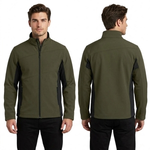 Chaqueta Softshell Personalizada para Hombre en Poliéster y Nailon Marrón Oscuro con Cierre Frontal Liso y Parte Trasera a Juego para un Estilo Sencillo Diario - Product Image 3