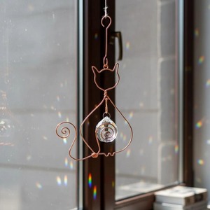 Cat Shape Metal And Crystal Sun Catcher Hanging Decor For Home <b>Window</b> Garden Balcony Cute Pet <b>Light</b> Catching Gift Art Piece - Product Image 2