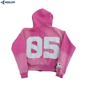 Heavyweight Cotton Zip-Up Hoodie Unisex Premium Fleece Hooded Sweatshirt Winter Plain Dyed Custom Logo Wholesale - Product Image 2