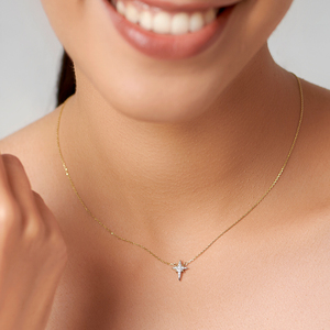 Collar con Colgante de Diamante en Forma de Estrella de Cuatro Puntas - Product Image 4