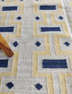 Alfombra Durrie de Lana Hecha a Mano con Patrón Abstracto, Tejido Plano de Pelo Corto, Ecológica, Antideslizante, Apta para Mascotas, Antibacteriana, para Hogar Moderno - Product Image 2