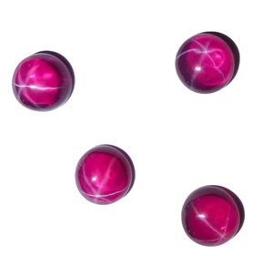 Rubí Estrella Transparente Redondo de 8x8 mm, 3 Quilates, Creado en Laboratorio, Cabujón Pulido con Efecto de Estrella de 6 Puntas para Joyería - Product Image 2
