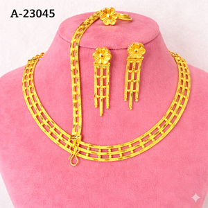 Luxury Gold Plated Zircon <b>Chain</b> Necklace Set Long Tassel Earrings Adjustable Ring Women's Wedding Party Fashion Jewelry Model No - Product Image 2