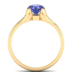 แหวนพลอยแทนซาไนต์ทรงกลม 0.84 กะรัต ราคาโรงงานขายส่ง REYES ตัวเรือนทองคำแท้ 14K ชุบโรเดียม เครื่องประดับคุณภาพสูง - Product Image 4